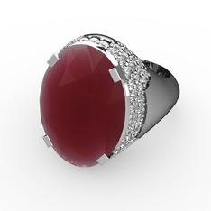 Melissa Yüzük - Kök yakut ve swarovski 8 ayar beyaz altın yüzük #1s494fe