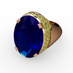Lab safir ve peridot 18 ayar rose altın yüzük