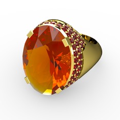 Melissa Yüzük - Sitrin ve garnet 14 ayar altın yüzük #1ty6bob