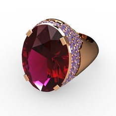Rodolit garnet ve ametist 8 ayar rose altın yüzük