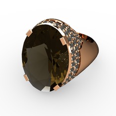 Melissa Yüzük - Dumanlı kuvars 14 ayar rose altın yüzük #1uoft9l