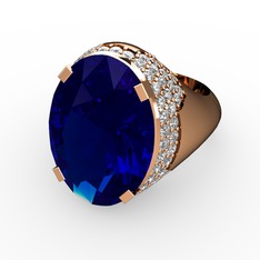 Melissa Yüzük - Lab safir ve pırlanta 925 ayar rose altın kaplama gümüş yüzük (0.913 karat) #1wisyw3