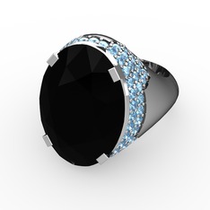 Melissa Yüzük - Siyah zirkon ve akuamarin 18 ayar beyaz altın yüzük #1x8f8bi