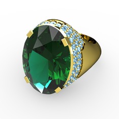 Melissa Yüzük - Yeşil kuvars ve akuamarin 8 ayar altın yüzük #1xpylg9