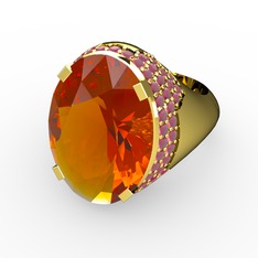 Melissa Yüzük - Sitrin ve kök yakut 18 ayar altın yüzük #1xumlmj