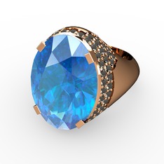 Melissa Yüzük - Akuamarin ve dumanlı kuvars 8 ayar rose altın yüzük #1yq7xic