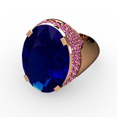 Melissa Yüzük - Lab safir ve rodolit garnet 925 ayar rose altın kaplama gümüş yüzük #32d23a