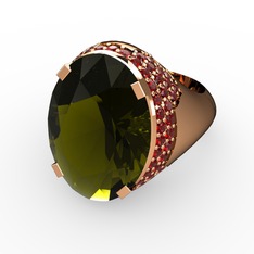 Melissa Yüzük - Peridot ve garnet 14 ayar rose altın yüzük #3klg5k