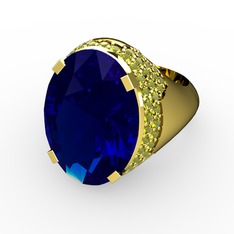 Lab safir ve peridot 18 ayar altın yüzük