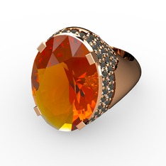 Melissa Yüzük - Sitrin ve dumanlı kuvars 8 ayar rose altın yüzük #4f43m1