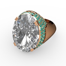 Swarovski ve yeşil kuvars 925 ayar rose altın kaplama gümüş yüzük