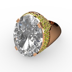 Swarovski ve peridot 8 ayar rose altın yüzük