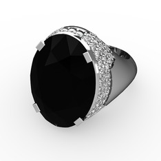 Melissa Yüzük - Siyah zirkon ve pırlanta 925 ayar gümüş yüzük (0.913 karat) #5fjpmr