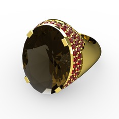 Melissa Yüzük - Dumanlı kuvars ve garnet 8 ayar altın yüzük #5ypwyq