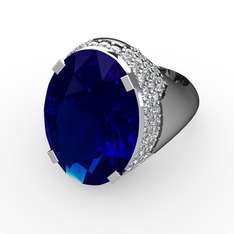 Melissa Yüzük - Lab safir ve beyaz zirkon 925 ayar gümüş yüzük #7dibw4