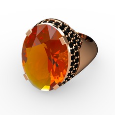 Melissa Yüzük - Sitrin ve siyah zirkon 18 ayar rose altın yüzük #8m7tyg