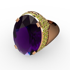 Melissa Yüzük - Ametist ve peridot 14 ayar rose altın yüzük #98yxck