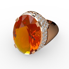 Melissa Yüzük - Sitrin ve swarovski 18 ayar rose altın yüzük #9db6sp