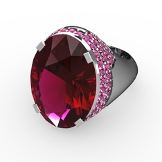 Rodolit garnet 14 ayar beyaz altın yüzük