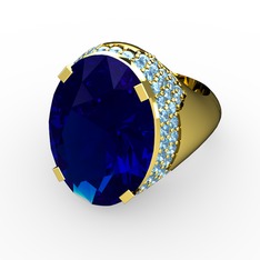 Melissa Yüzük - Lab safir ve akuamarin 925 ayar altın kaplama gümüş yüzük #a63flb