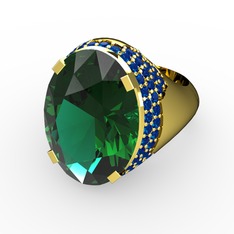 Melissa Yüzük - Yeşil kuvars ve lab safir 8 ayar altın yüzük #agkmw7