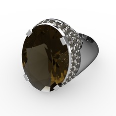 Dumanlı kuvars 925 ayar gümüş yüzük