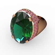 Melissa Yüzük - Yeşil kuvars ve kök yakut 8 ayar rose altın yüzük #armdoe