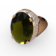 Peridot ve swarovski 18 ayar rose altın yüzük
