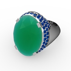 Melissa Yüzük - Kök zümrüt ve lab safir 18 ayar beyaz altın yüzük #bw5w3s