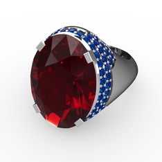 Melissa Yüzük - Garnet ve lab safir 925 ayar gümüş yüzük #casxdk