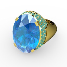 Melissa Yüzük - Akuamarin ve kök zümrüt 8 ayar altın yüzük #ciy7bx