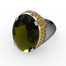 Melissa Yüzük - Peridot ve sitrin 8 ayar beyaz altın yüzük #d7zftv