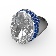 Melissa Yüzük - Swarovski ve lab safir 8 ayar beyaz altın yüzük #dwhl50