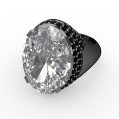 Melissa Yüzük - Swarovski ve siyah zirkon 925 ayar siyah rodyum kaplama gümüş yüzük #dwwaxm