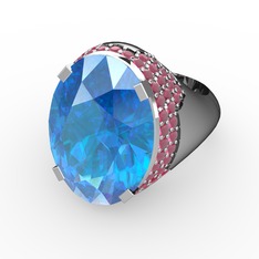 Melissa Yüzük - Akuamarin ve kök yakut 925 ayar gümüş yüzük #e5anpj