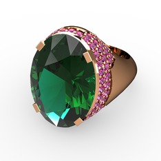 Melissa Yüzük - Yeşil kuvars ve rodolit garnet 14 ayar rose altın yüzük #ehm9a6