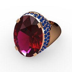 Rodolit garnet ve lab safir 18 ayar rose altın yüzük