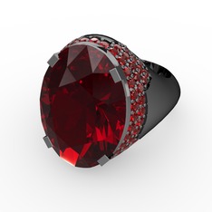 Garnet 925 ayar siyah rodyum kaplama gümüş yüzük