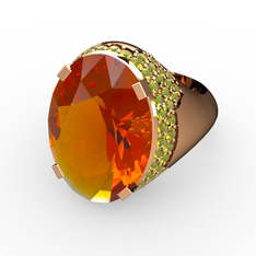 Melissa Yüzük - Sitrin ve peridot 14 ayar rose altın yüzük #i3ifka