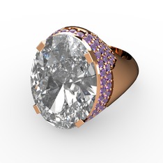 Melissa Yüzük - Swarovski ve ametist 925 ayar rose altın kaplama gümüş yüzük #i5qfnn