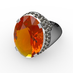 Melissa Yüzük - Sitrin ve dumanlı kuvars 925 ayar gümüş yüzük #jwra8n