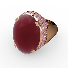 Melissa Yüzük - Kök yakut ve pembe kuvars 14 ayar rose altın yüzük #k92srm