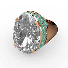 Melissa Yüzük - Beyaz zirkon ve kök zümrüt 925 ayar rose altın kaplama gümüş yüzük #nbbld5