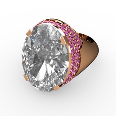 Melissa Yüzük - Beyaz zirkon ve rodolit garnet 18 ayar rose altın yüzük #oqmofn