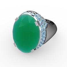 Melissa Yüzük - Kök zümrüt ve akuamarin 925 ayar gümüş yüzük #pr365y