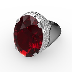 Melissa Yüzük - Garnet ve swarovski 14 ayar beyaz altın yüzük #pzn8vn