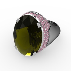 Melissa Yüzük - Peridot ve pembe kuvars 925 ayar gümüş yüzük #q9rxoo