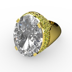 Swarovski ve peridot 14 ayar altın yüzük