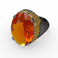 Melissa Yüzük - Sitrin 925 ayar siyah rodyum kaplama gümüş yüzük #scoofk