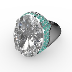 Melissa Yüzük - Swarovski ve kök zümrüt 8 ayar beyaz altın yüzük #sgjzkp